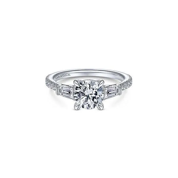 Gabriel & Co White Gold Round 3 Stones Engagement Ring Your Jewelry Box Altoona, PA