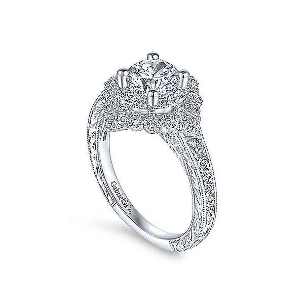 14K White Gold Antique Pave Diamond Engagement Mounting Image 3 Your Jewelry Box Altoona, PA