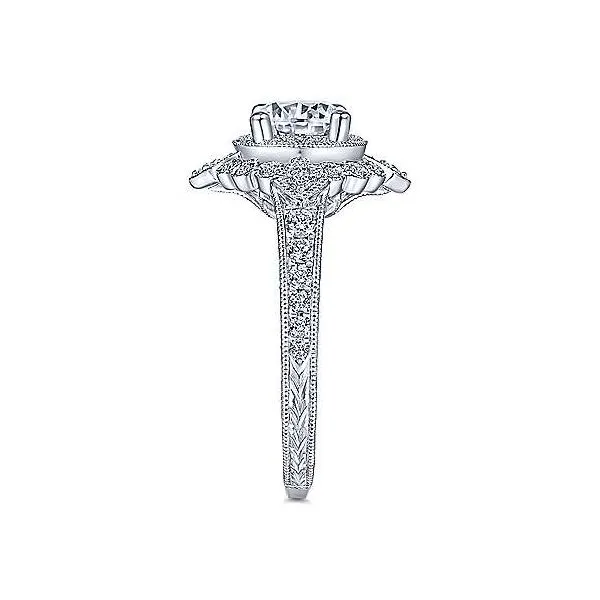 14K White Gold Antique Pave Diamond Engagement Mounting Image 4 Your Jewelry Box Altoona, PA