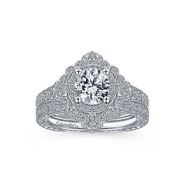 14K White Gold Antique Pave Diamond Engagement Mounting Image 5 Your Jewelry Box Altoona, PA