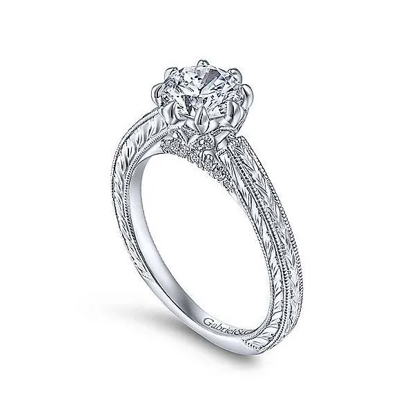 14K White Gold Antique Diamond Solitaire Engagement Mounting Image 3 Your Jewelry Box Altoona, PA