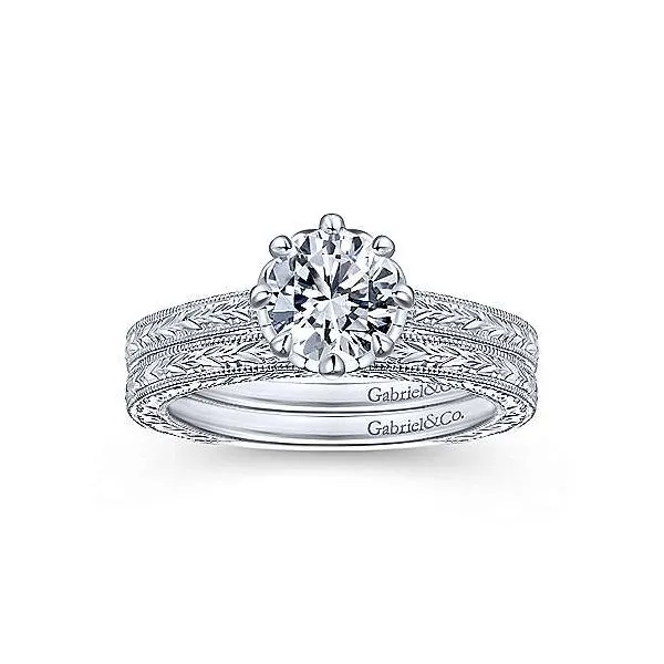 14K White Gold Antique Diamond Solitaire Engagement Mounting Image 5 Your Jewelry Box Altoona, PA