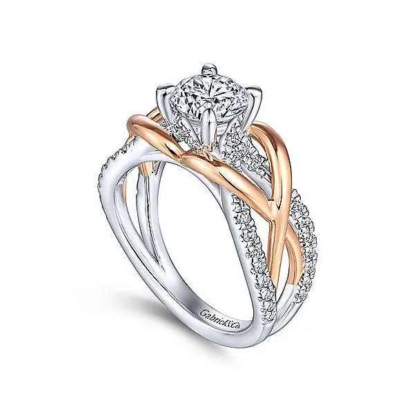 14K White & Rose Gold Multi Row Diamond Engagement Mounting Image 3 Your Jewelry Box Altoona, PA