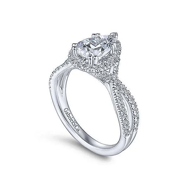 14K White Gold Multi Row Halo Pear Diamond Engagement Mounting Image 3 Your Jewelry Box Altoona, PA