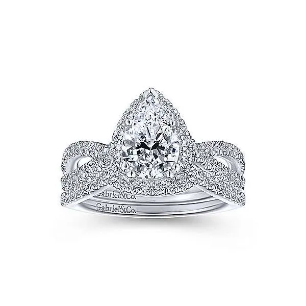 14K White Gold Multi Row Halo Pear Diamond Engagement Mounting Image 5 Your Jewelry Box Altoona, PA