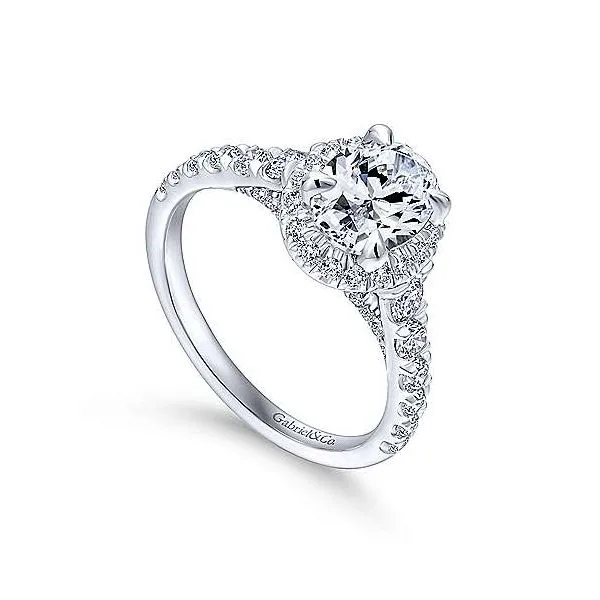 Gabriel & Co White Gold Oval Diamond Halo Engagement Mounting Image 3 Your Jewelry Box Altoona, PA