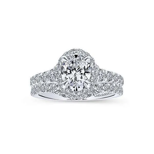 Gabriel & Co White Gold Oval Diamond Halo Engagement Mounting Image 4 Your Jewelry Box Altoona, PA