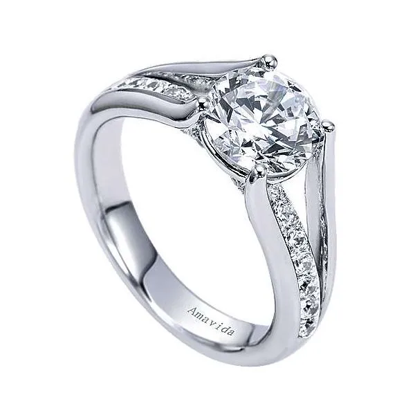 Amavida 18K White Gold Cathedral Diamond Engagement Mounting Image 3 Your Jewelry Box Altoona, PA