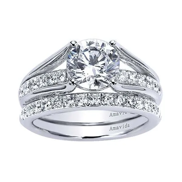 Amavida 18K White Gold Cathedral Diamond Engagement Mounting Image 4 Your Jewelry Box Altoona, PA