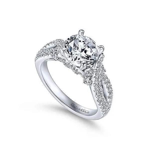 Amavida 18K White Gold Double Row Diamond Engagement Mounting Image 3 Your Jewelry Box Altoona, PA