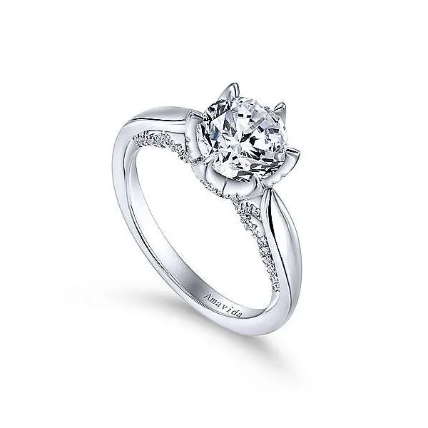 Amavida 18K White Gold Solitaire Diamond Accented Engagement Mounting Image 3 Your Jewelry Box Altoona, PA