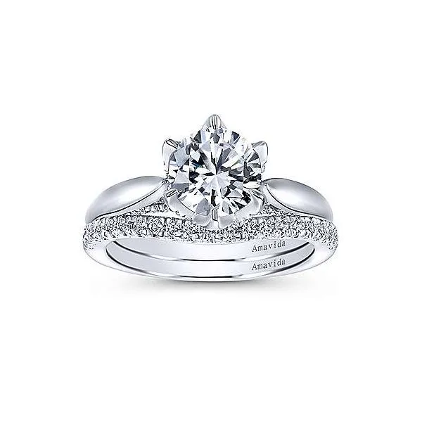 Amavida 18K White Gold Solitaire Diamond Accented Engagement Mounting Image 4 Your Jewelry Box Altoona, PA