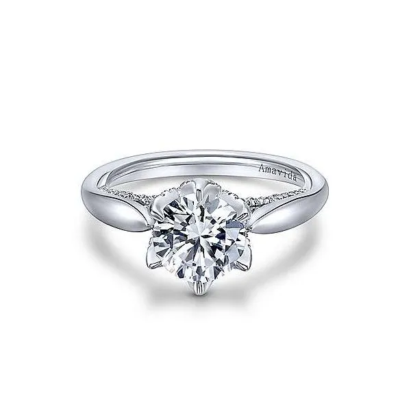 Amavida 18K White Gold Solitaire Diamond Accented Engagement Mounting Your Jewelry Box Altoona, PA