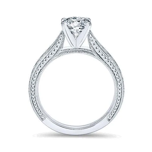 14K White Gold Hand Engraved Solitaire Engagement Mounting Image 2 Your Jewelry Box Altoona, PA