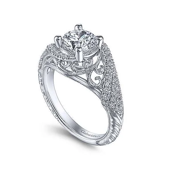 14K White Gold Filigree Diamond Engagement Mounting Image 2 Your Jewelry Box Altoona, PA
