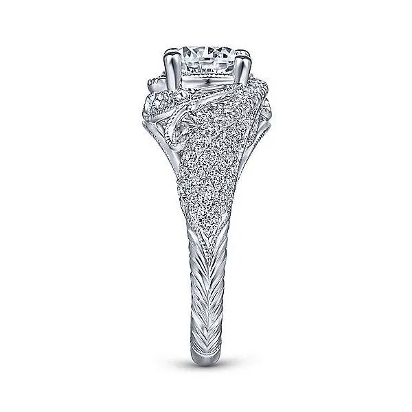 14K White Gold Filigree Diamond Engagement Mounting Image 4 Your Jewelry Box Altoona, PA