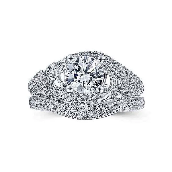 14K White Gold Filigree Diamond Engagement Mounting Image 5 Your Jewelry Box Altoona, PA