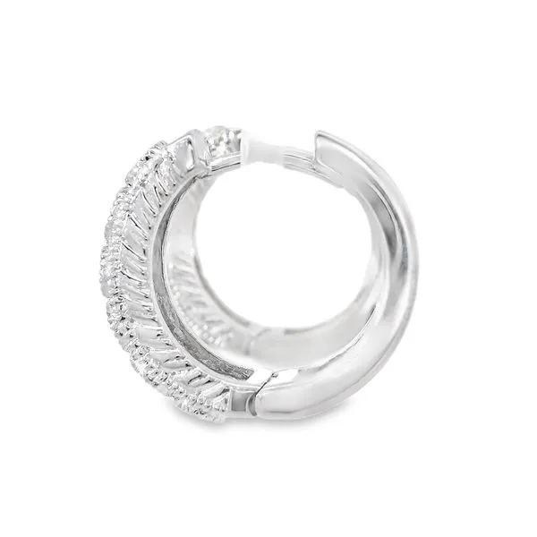 Diamond Bezel Millgrain Hoop Earrings Image 2 Your Jewelry Box Altoona, PA