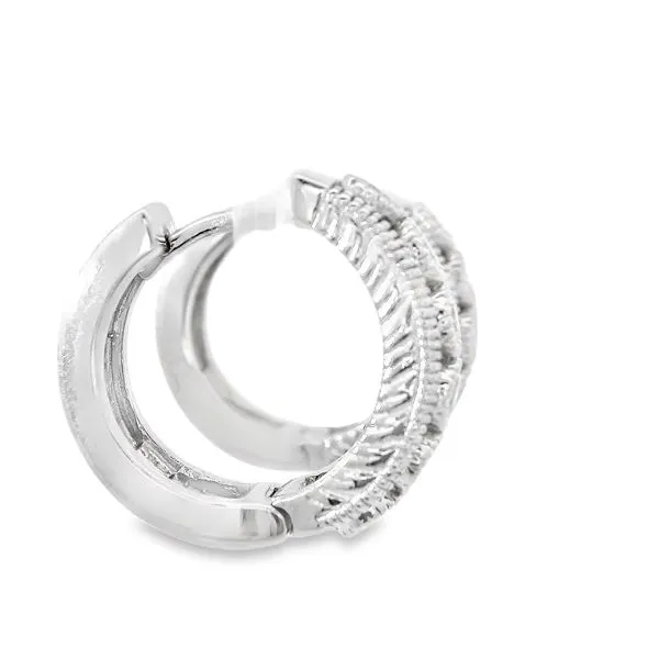 Diamond Bezel Millgrain Hoop Earrings Image 4 Your Jewelry Box Altoona, PA