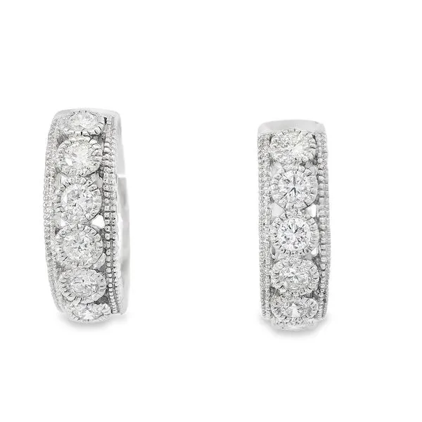Diamond Bezel Millgrain Hoop Earrings Your Jewelry Box Altoona, PA
