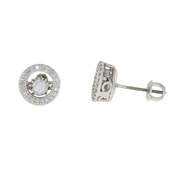 14K WG Rhythm of Love Diamond Halo Earrings Image 2 Your Jewelry Box Altoona, PA