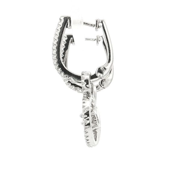 14K White Gold Diamond Drop Hoop Earrings Image 2 Your Jewelry Box Altoona, PA