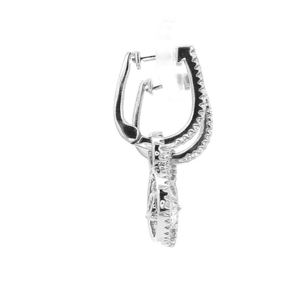 14K White Gold Diamond Drop Hoop Earrings Image 4 Your Jewelry Box Altoona, PA
