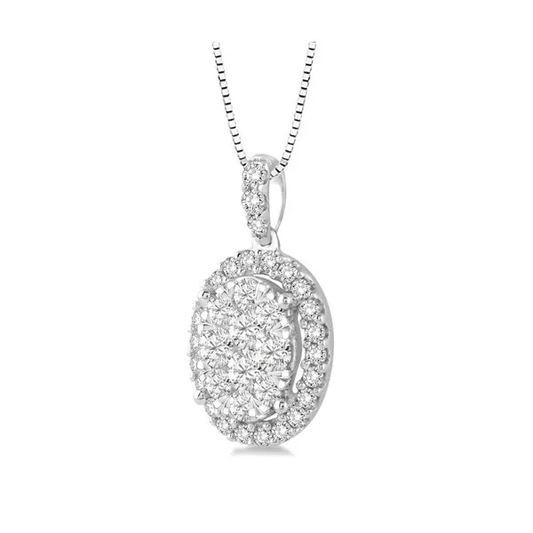 14K White Gold .50 Carat Oval Diamond Necklace Image 2 Your Jewelry Box Altoona, PA