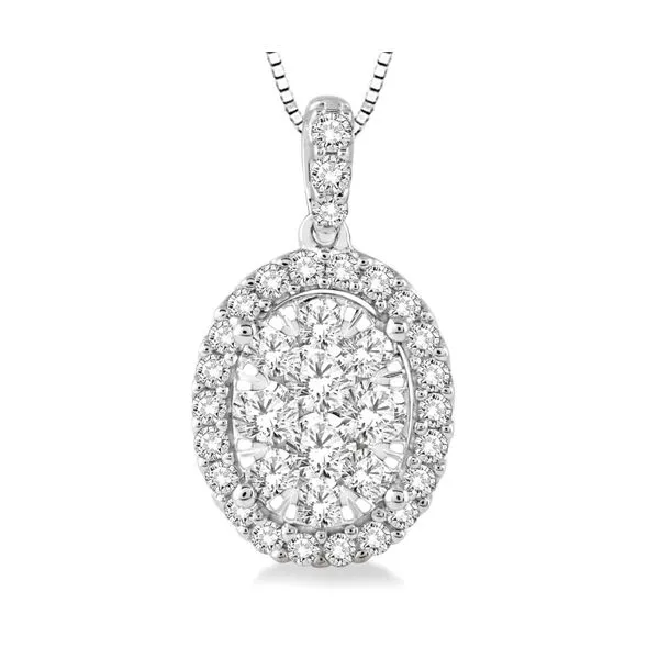 14K White Gold .50 Carat Oval Diamond Necklace Image 3 Your Jewelry Box Altoona, PA