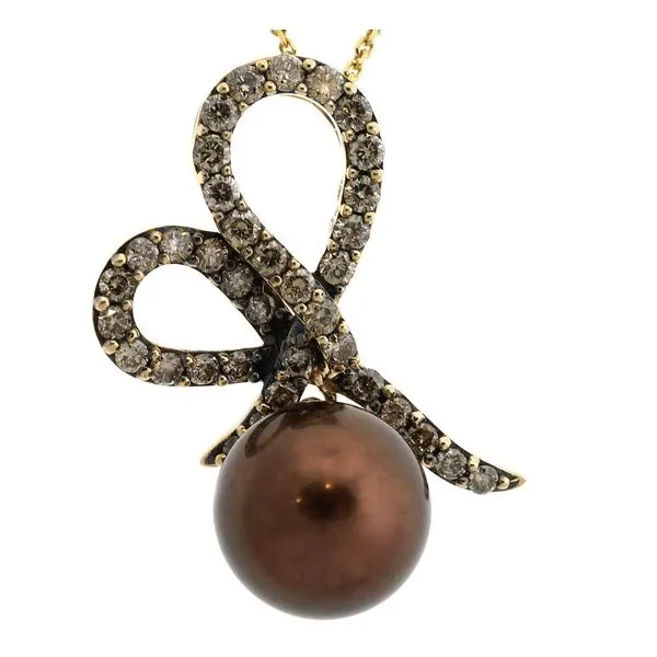 LeVian Chocolate Diamond Pearl Necklace Image 2 Your Jewelry Box Altoona, PA