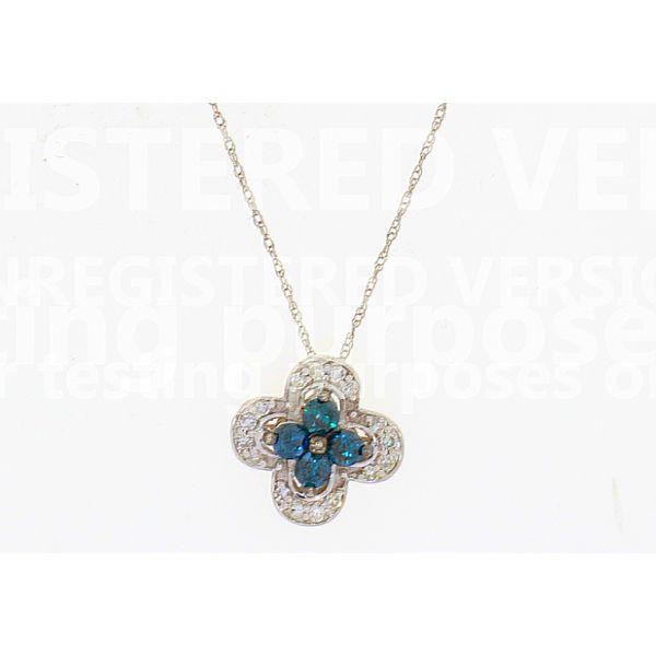 White Gold Blue Diamond Floral Necklace Your Jewelry Box Altoona, PA