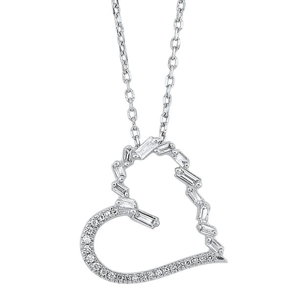 White Gold Diamond Baguette Heart Necklace Your Jewelry Box Altoona, PA