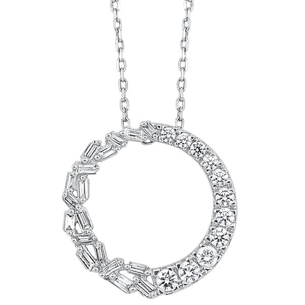 White Gold Diamond Baguette Circle Necklace Your Jewelry Box Altoona, PA