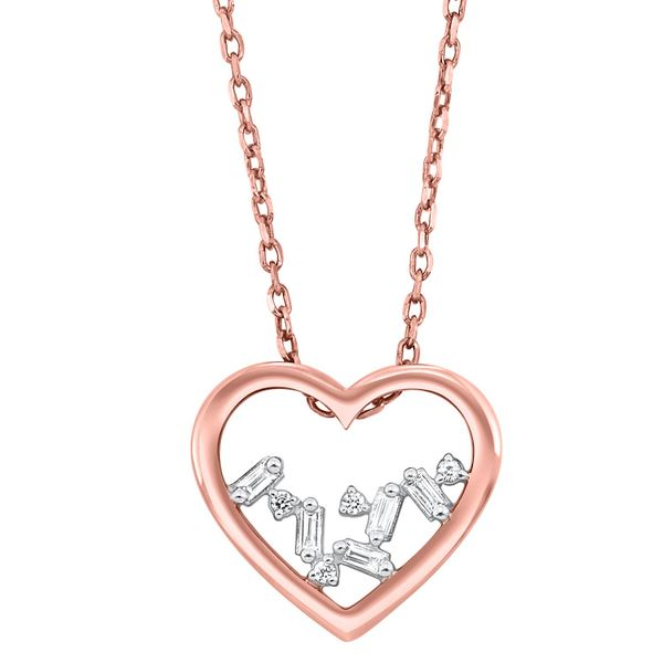 Rose Gold Diamond Baguette Heart Necklace Your Jewelry Box Altoona, PA