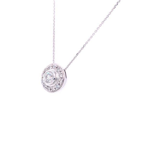 White Gold Round Bezel Halo Necklace Image 3 Your Jewelry Box Altoona, PA