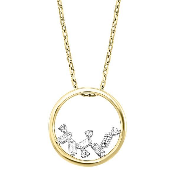 Yellow Gold Diamond Baguette Circle Necklace Your Jewelry Box Altoona, PA
