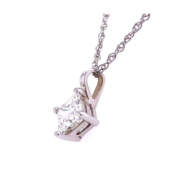 14 Karat White Gold Diamond Princess Solitaire Pendant Image 3 Your Jewelry Box Altoona, PA