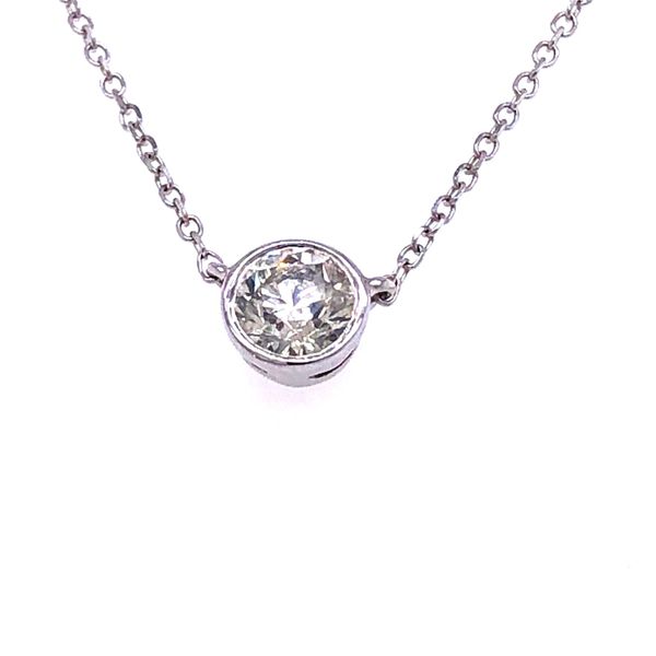 14 Karat White Gold Diamond Bezel Solitaire Necklace Image 2 Your Jewelry Box Altoona, PA