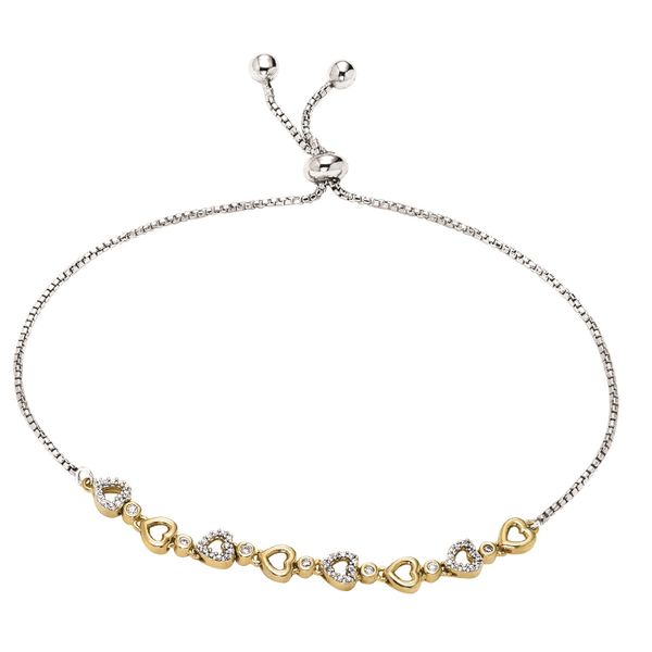 Silver & Yellow Gold Heart Diamond Bolo Bracelet Your Jewelry Box Altoona, PA