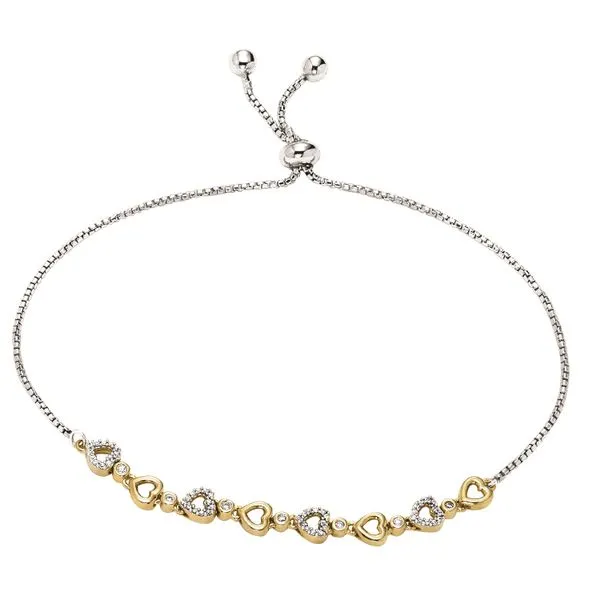 Silver & Yellow Gold Heart Diamond Bolo Bracelet Your Jewelry Box Altoona, PA