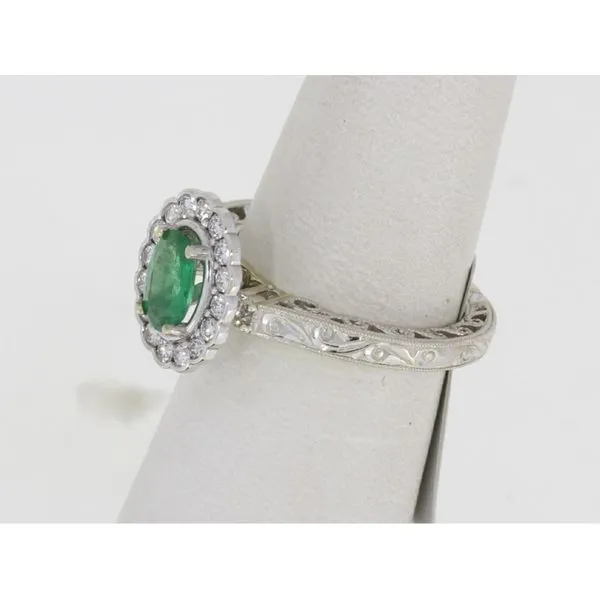 White Gold Emerald Diamond Ring Image 3 Your Jewelry Box Altoona, PA