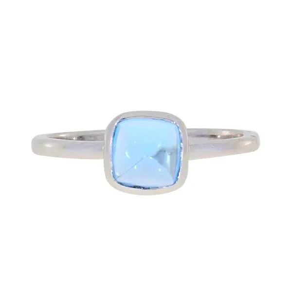 White Gold Blue Topaz Dome Faceted Ring Your Jewelry Box Altoona, PA