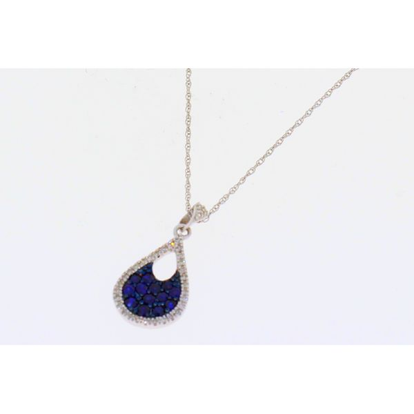 White Gold Blue Sapphire Diamond Necklace Image 2 Your Jewelry Box Altoona, PA