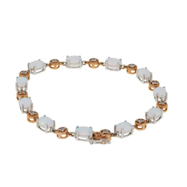 White & Rose Gold Opal Diamond Bracelet Image 3 Your Jewelry Box Altoona, PA