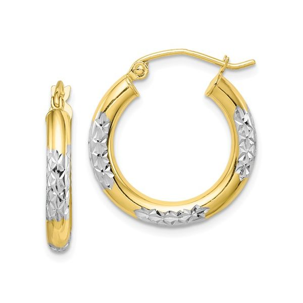 10K Yellow & White Gold 3mm Hoop Earrings Your Jewelry Box Altoona, PA