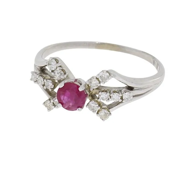 Estate 14K White Gold Ruby Diamond Ring Image 2 Your Jewelry Box Altoona, PA