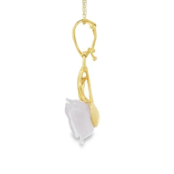 Estate 14K Yellow Gold Lavender Jade Carved Rose Necklace Image 2 Your Jewelry Box Altoona, PA