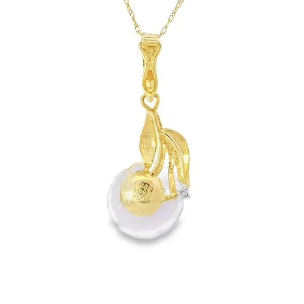 Estate 14K Yellow Gold Lavender Jade Carved Rose Necklace Image 3 Your Jewelry Box Altoona, PA