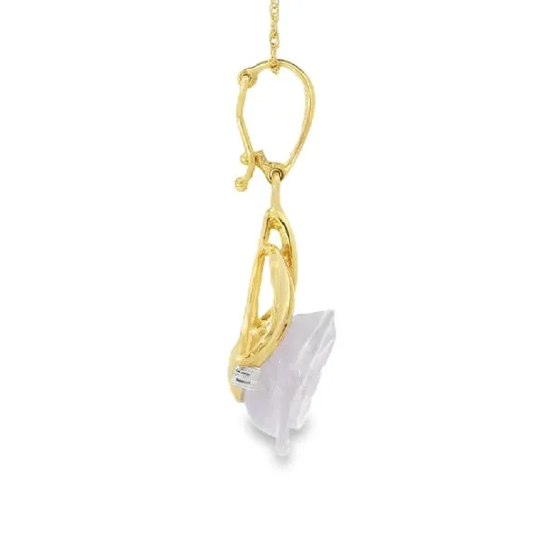 Estate 14K Yellow Gold Lavender Jade Carved Rose Necklace Image 4 Your Jewelry Box Altoona, PA