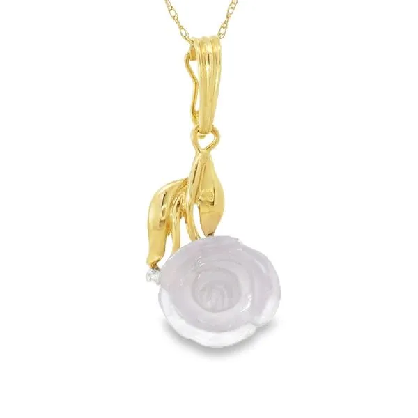 Estate 14K Yellow Gold Lavender Jade Carved Rose Necklace Your Jewelry Box Altoona, PA
